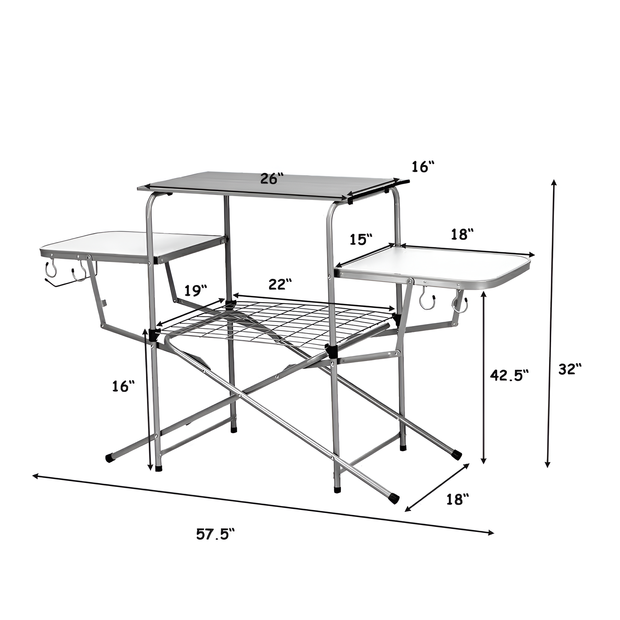 Foldable Camping Table Outdoor Kitchen Portable Grilling Stand Folding BBQ Table Chair