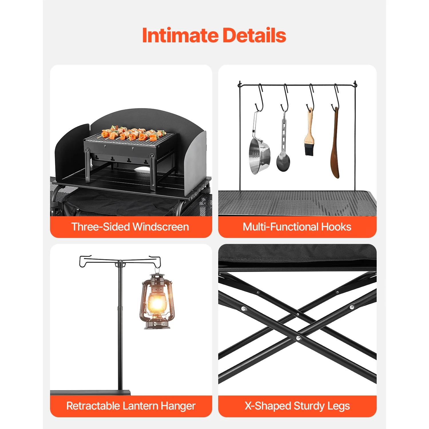 Outdoor Cooking Station, Portable Camp Kitchen Table, Constructed from Aluminum with Three Storage Cabinets, Comes with a Carrying Bag, Removable Wind Guard, Swift Assembly for BBQ Gatherings